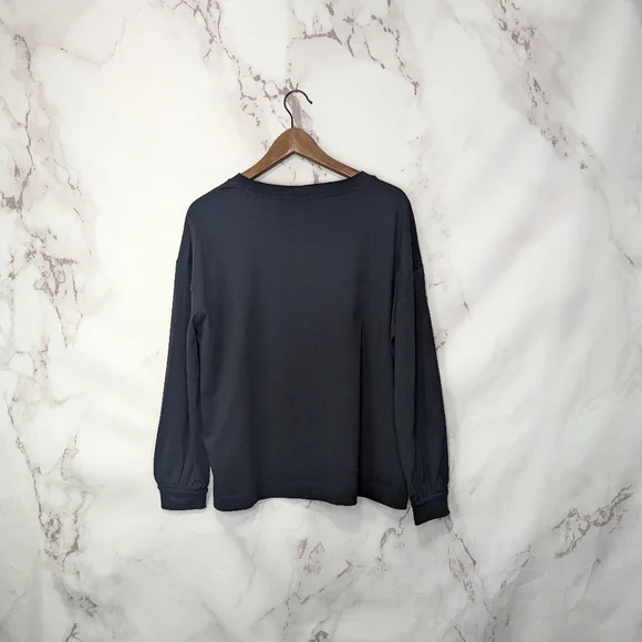 Everlane Long Sleeve Tee Black Shirt Crew Oversized Organic Cotton Women - Picture 6 of 13